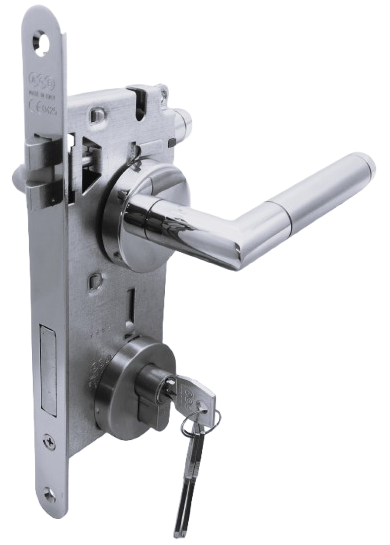 SEGURIDAD LLAVE/LLAVE: Par Manillas Loredana (Italia) Cerradura Seguridad y Cilindro Llave/Llave AGB (Italia)