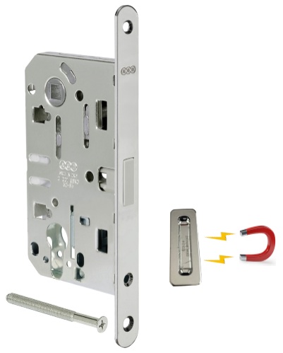 CERRADURA DE  SEGURIDAD MAGNETICA L4 POLARIS (Puertas Interiores) NIQUELADA (ITALIA)