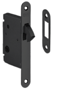 CERRADURA DE CORREDERA CON SEGURO BAÑO REF. L6 BLACK MATT